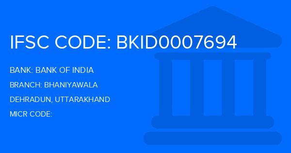 Bank Of India (BOI) Bhaniyawala Branch IFSC Code