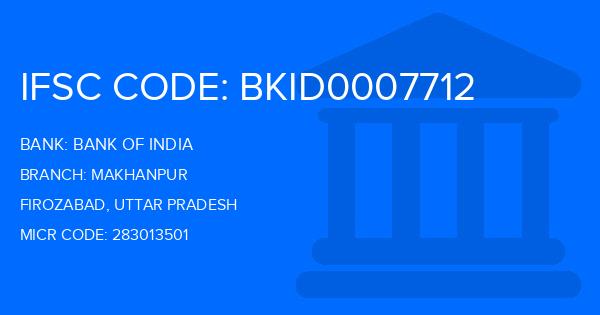 Bank Of India (BOI) Makhanpur Branch IFSC Code