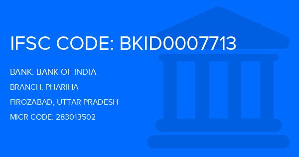 Bank Of India (BOI) Phariha Branch IFSC Code