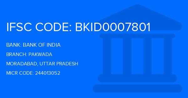 Bank Of India (BOI) Pakwada Branch IFSC Code