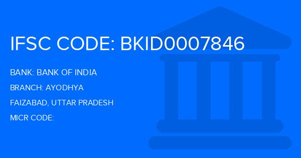 Bank Of India (BOI) Ayodhya Branch IFSC Code