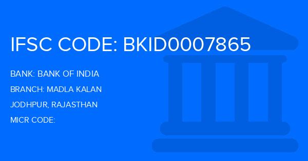 Bank Of India (BOI) Madla Kalan Branch IFSC Code