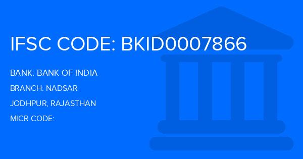 Bank Of India (BOI) Nadsar Branch IFSC Code