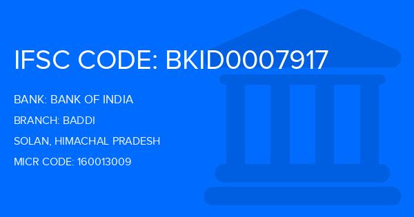 Bank Of India (BOI) Baddi Branch IFSC Code