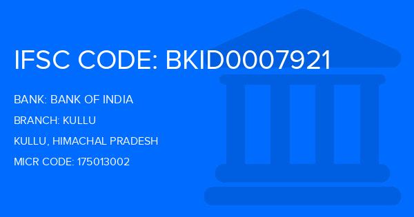 Bank Of India (BOI) Kullu Branch IFSC Code