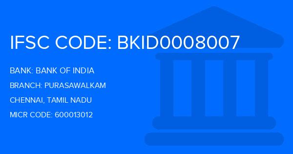 Bank Of India (BOI) Purasawalkam Branch IFSC Code
