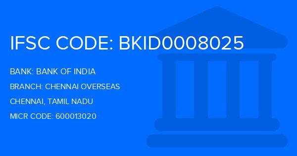 Bank Of India (BOI) Chennai Overseas Branch IFSC Code