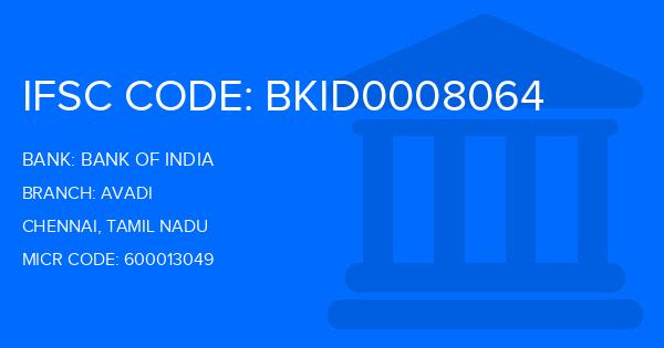 Bank Of India (BOI) Avadi Branch IFSC Code