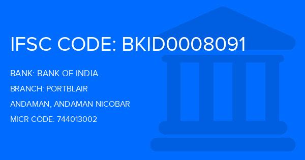 Bank Of India (BOI) Portblair Branch IFSC Code