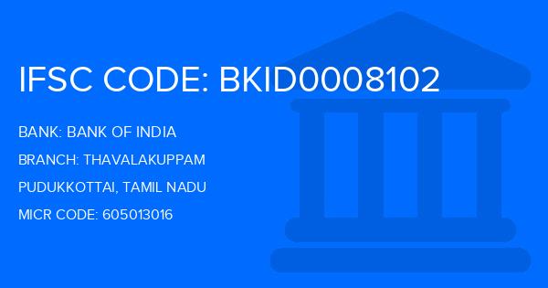 Bank Of India (BOI) Thavalakuppam Branch IFSC Code