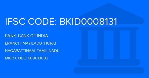 Bank Of India (BOI) Mayiladuthurai Branch IFSC Code