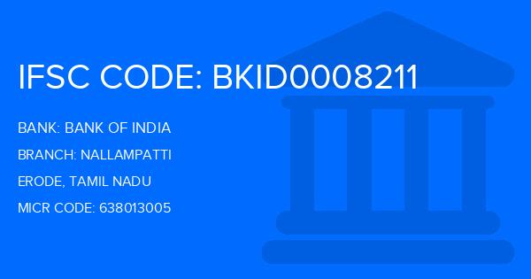 Bank Of India (BOI) Nallampatti Branch IFSC Code