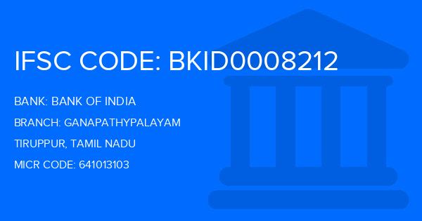 Bank Of India (BOI) Ganapathypalayam Branch IFSC Code