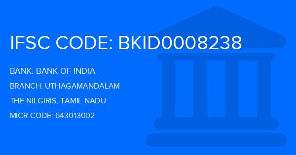 Bank Of India (BOI) Uthagamandalam Branch IFSC Code