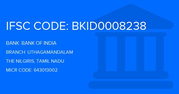 Bank Of India (BOI) Uthagamandalam Branch IFSC Code