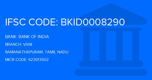 Bank Of India (BOI) Vani Branch IFSC Code