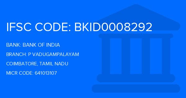 Bank Of India (BOI) P Vadugampalayam Branch IFSC Code