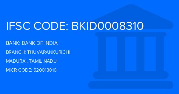 Bank Of India (BOI) Thuvarankurichi Branch IFSC Code