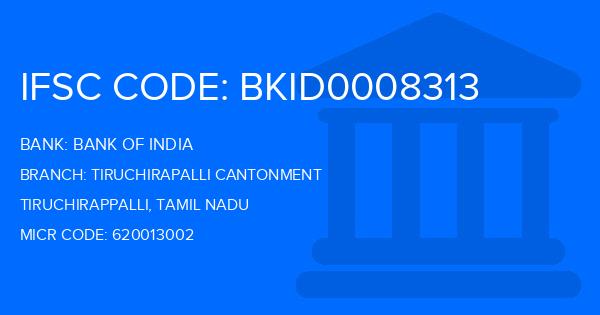 Bank Of India (BOI) Tiruchirapalli Cantonment Branch IFSC Code
