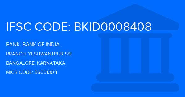 Bank Of India (BOI) Yeshwantpur Ssi Branch IFSC Code