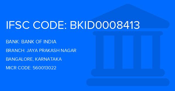 Bank Of India (BOI) Jaya Prakash Nagar Branch IFSC Code