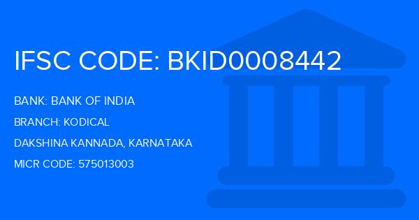 Bank Of India (BOI) Kodical Branch IFSC Code