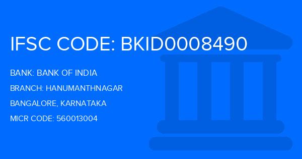 Bank Of India (BOI) Hanumanthnagar Branch IFSC Code