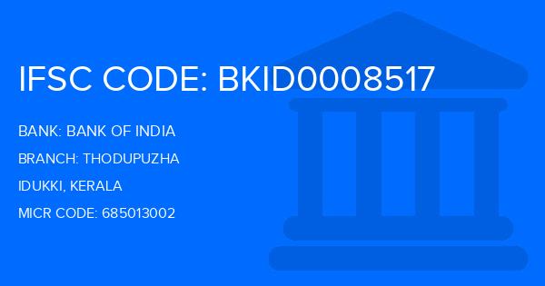 Bank Of India (BOI) Thodupuzha Branch IFSC Code