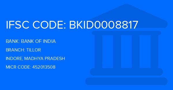 Bank Of India (BOI) Tillor Branch IFSC Code