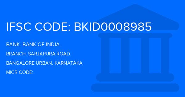 Bank Of India (BOI) Sarjapura Road Branch IFSC Code