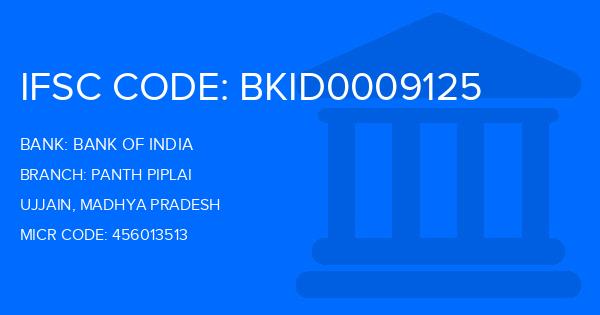 Bank Of India (BOI) Panth Piplai Branch IFSC Code