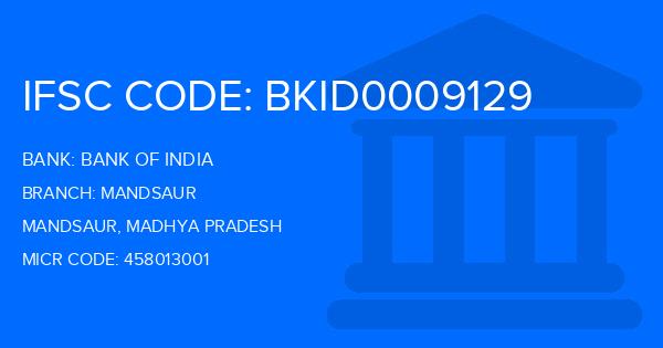 Bank Of India (BOI) Mandsaur Branch IFSC Code