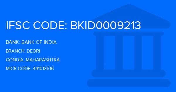 Bank Of India (BOI) Deori Branch IFSC Code