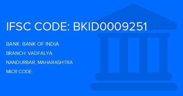 Bank Of India (BOI) Vadfalya Branch IFSC Code