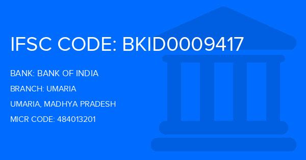 Bank Of India (BOI) Umaria Branch IFSC Code