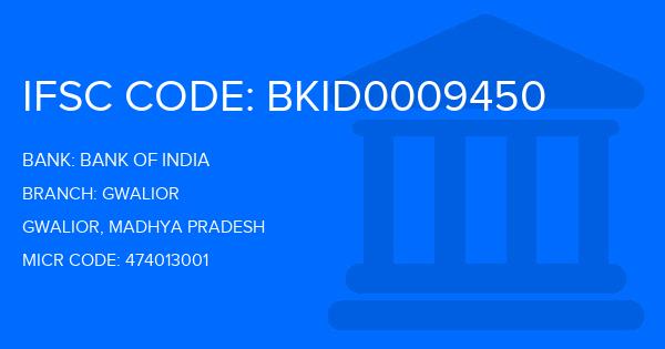 Bank Of India (BOI) Gwalior Branch IFSC Code