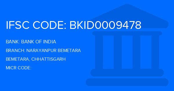 Bank Of India (BOI) Narayanpur Bemetara Branch IFSC Code