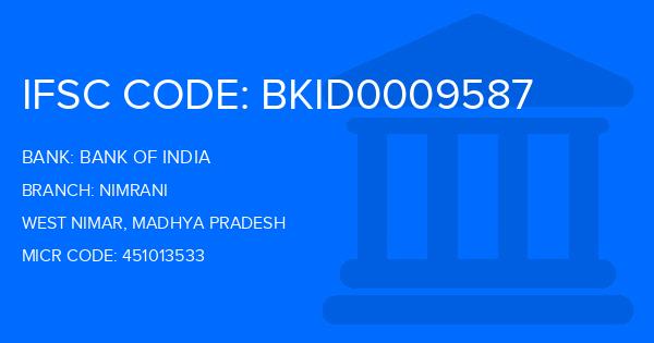Bank Of India (BOI) Nimrani Branch IFSC Code