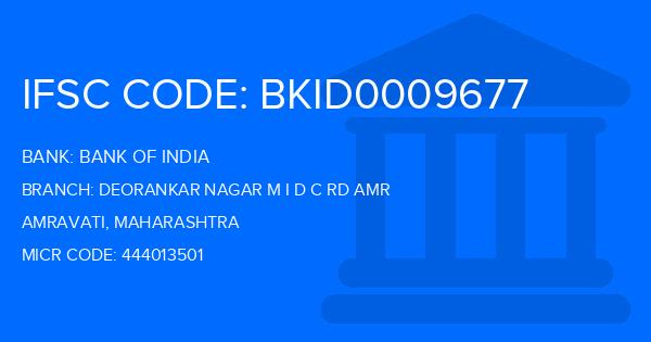 Bank Of India (BOI) Deorankar Nagar M I D C Rd Amr Branch IFSC Code
