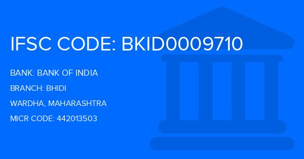 Bank Of India (BOI) Bhidi Branch IFSC Code
