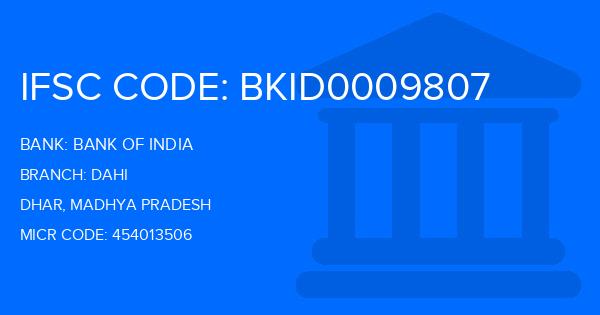 Bank Of India (BOI) Dahi Branch IFSC Code