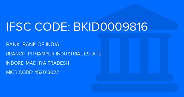Bank Of India (BOI) Pithampur Industrial Estate Branch IFSC Code