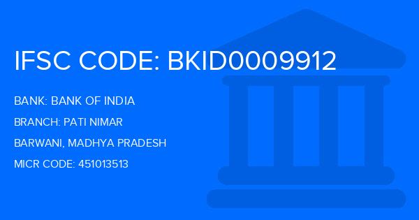 Bank Of India (BOI) Pati Nimar Branch IFSC Code