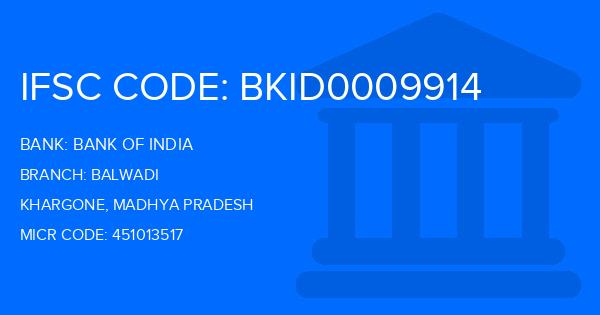 Bank Of India (BOI) Balwadi Branch IFSC Code