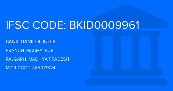 Bank Of India (BOI) Machalpur Branch IFSC Code