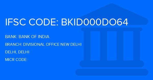 Bank Of India (BOI) Divisional Office New Delhi Branch IFSC Code