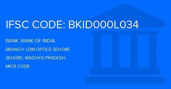 Bank Of India (BOI) Ldm Office Sehore Branch IFSC Code