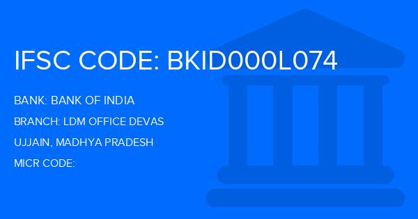 Bank Of India (BOI) Ldm Office Devas Branch IFSC Code