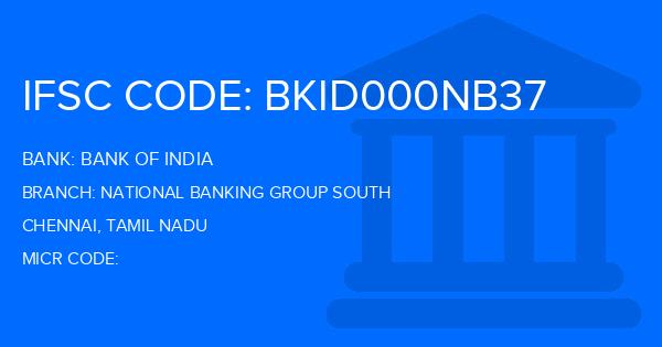 Bank Of India (BOI) National Banking Group South Branch IFSC Code