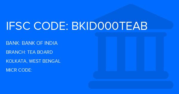 Bank Of India (BOI) Tea Board Branch IFSC Code